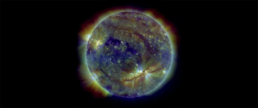 The Sun viewed in ultraviolet light, what it looks like in the UV portion of its spectrum.