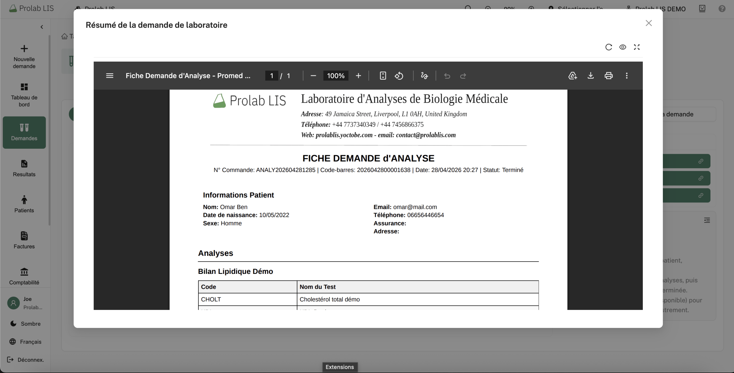 Résumé demande PDF