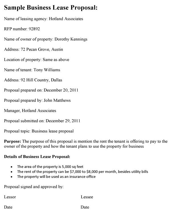 Business Lease Proposal Template