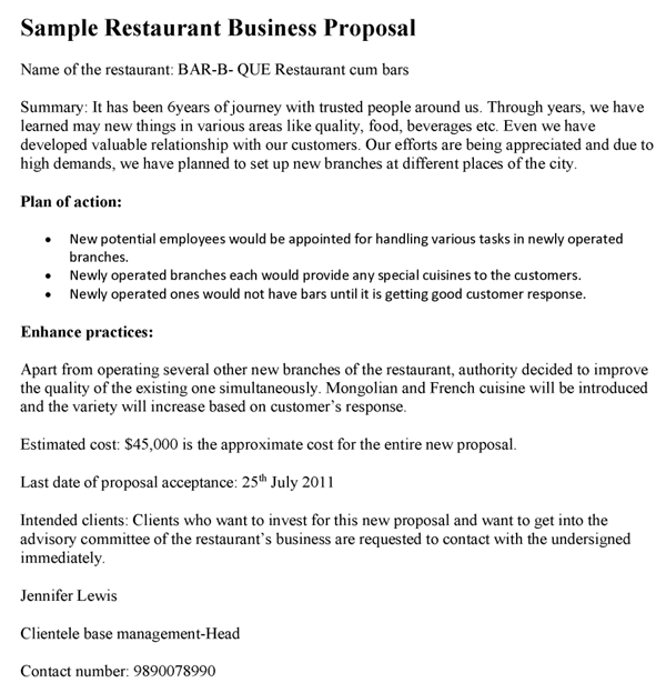 Restaurant Business Proposal Template