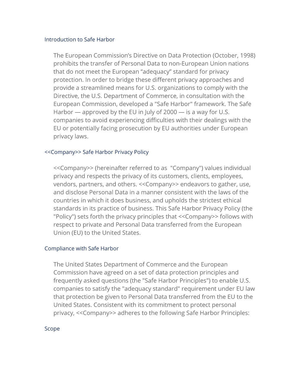 The Mechanics of the Safe Harbor Proposal