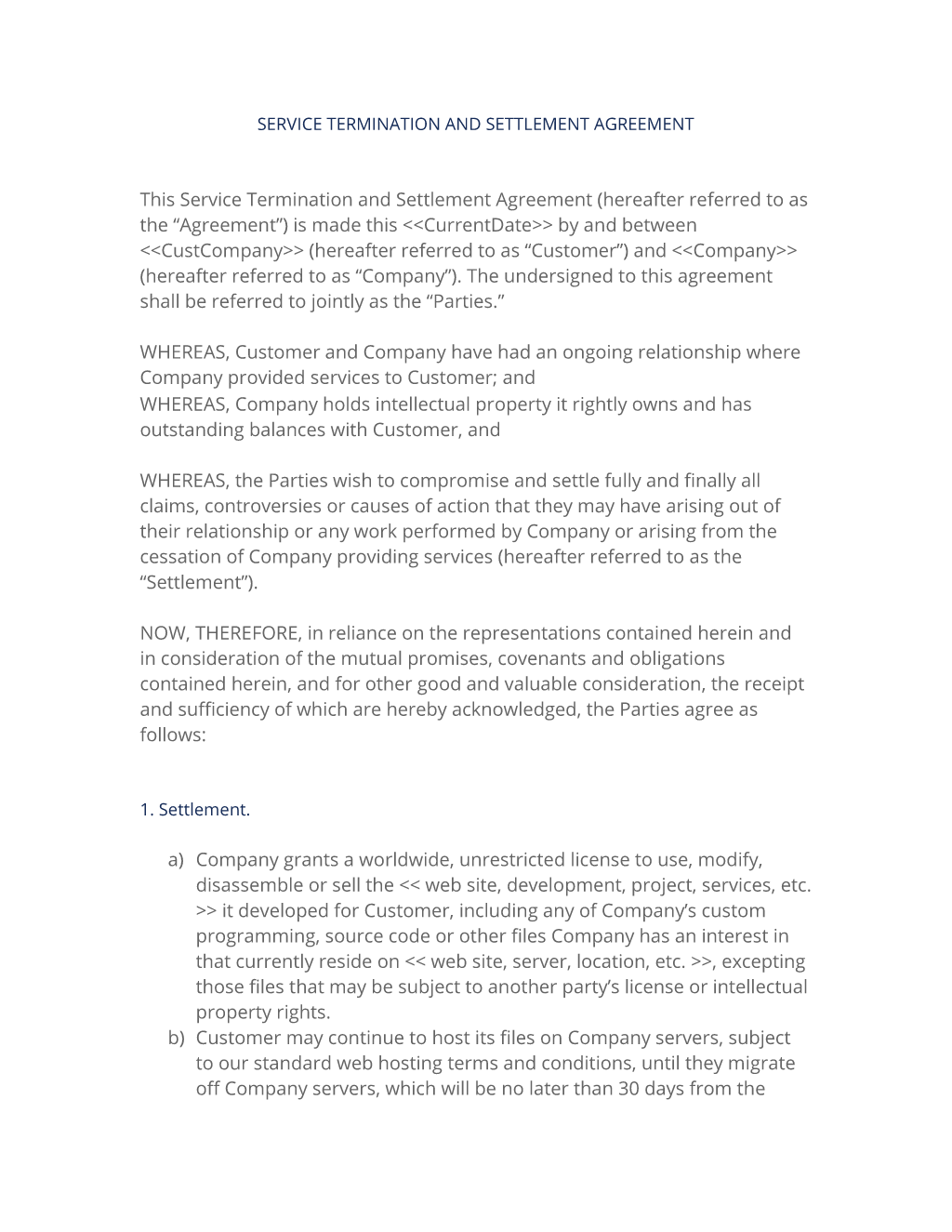 Service Termination And Settlement Agreement 3 Easy Steps