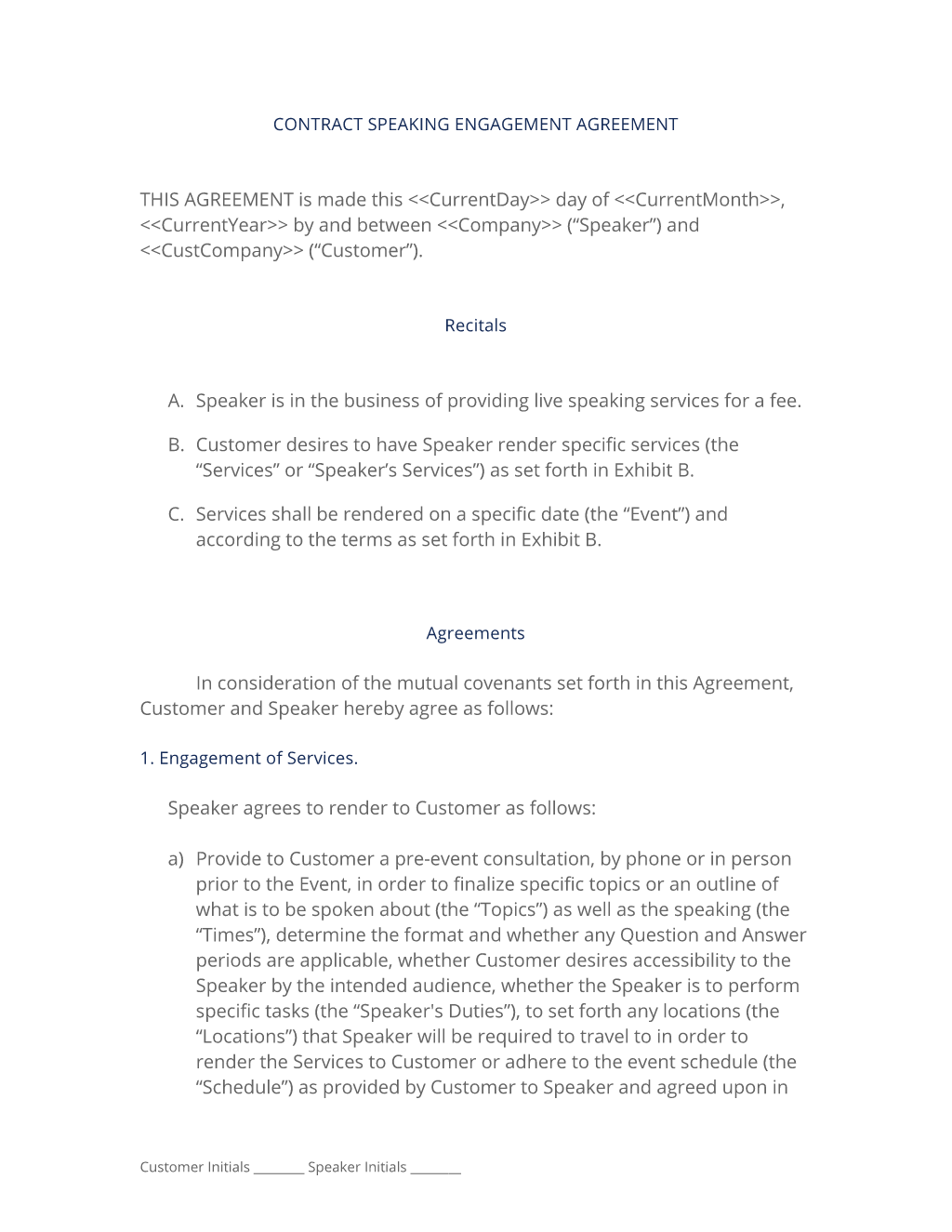 Speaking Engagement Contract 3 Easy Steps