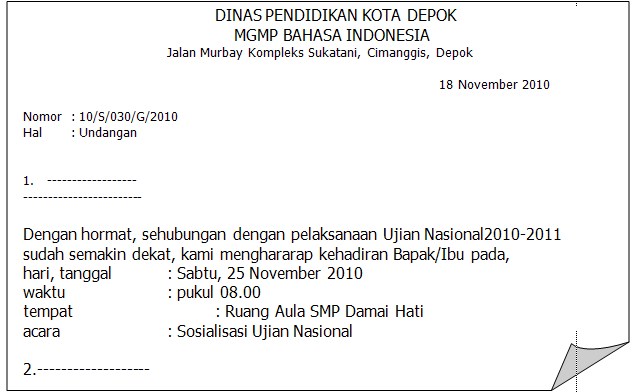 Contoh Surat Undangan Resmi Rapat Osis Dalam Bahasa Inggris