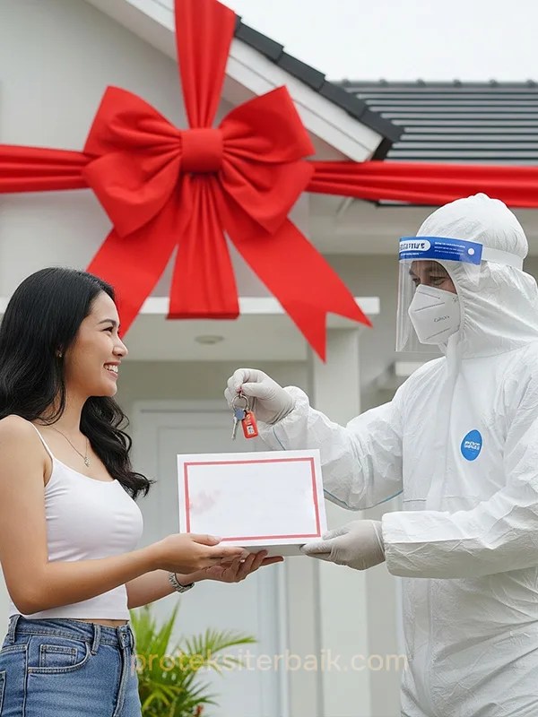 suami menyerahkan kunci rumah KPR kepada istri