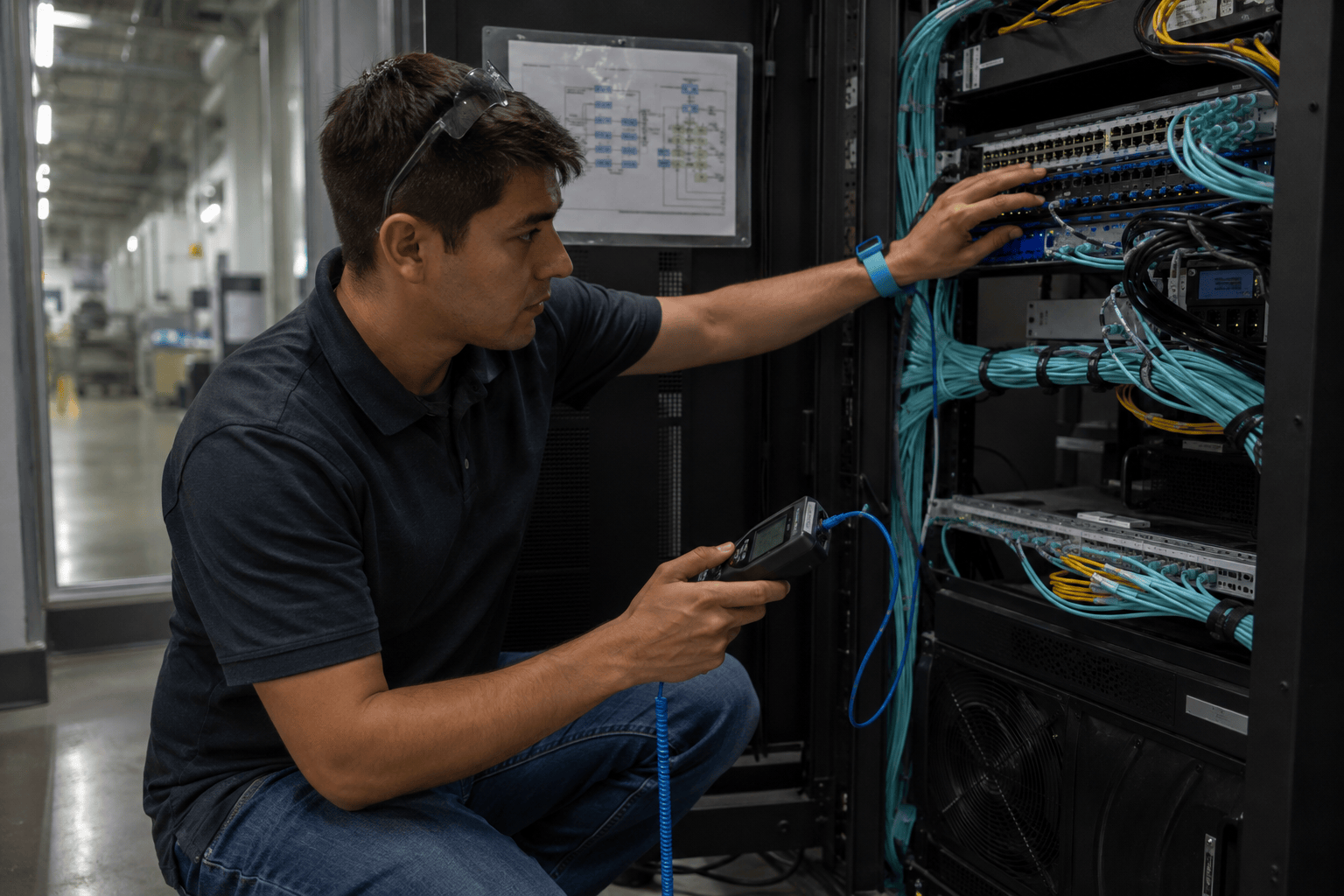 Network technician maintaining server infrastructure for a Chandler, Arizona semiconductor company