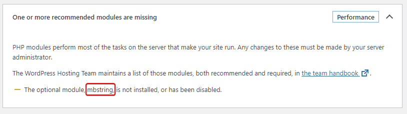 Missing mbstring module WordPress Missing mbstring module WordPress