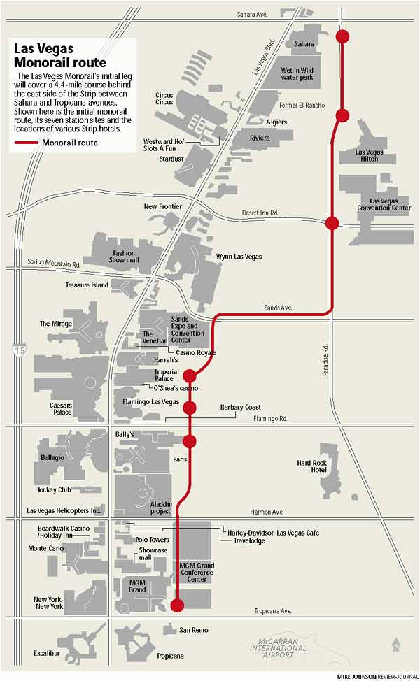 Vegas Monorail Map Destination Monorail 