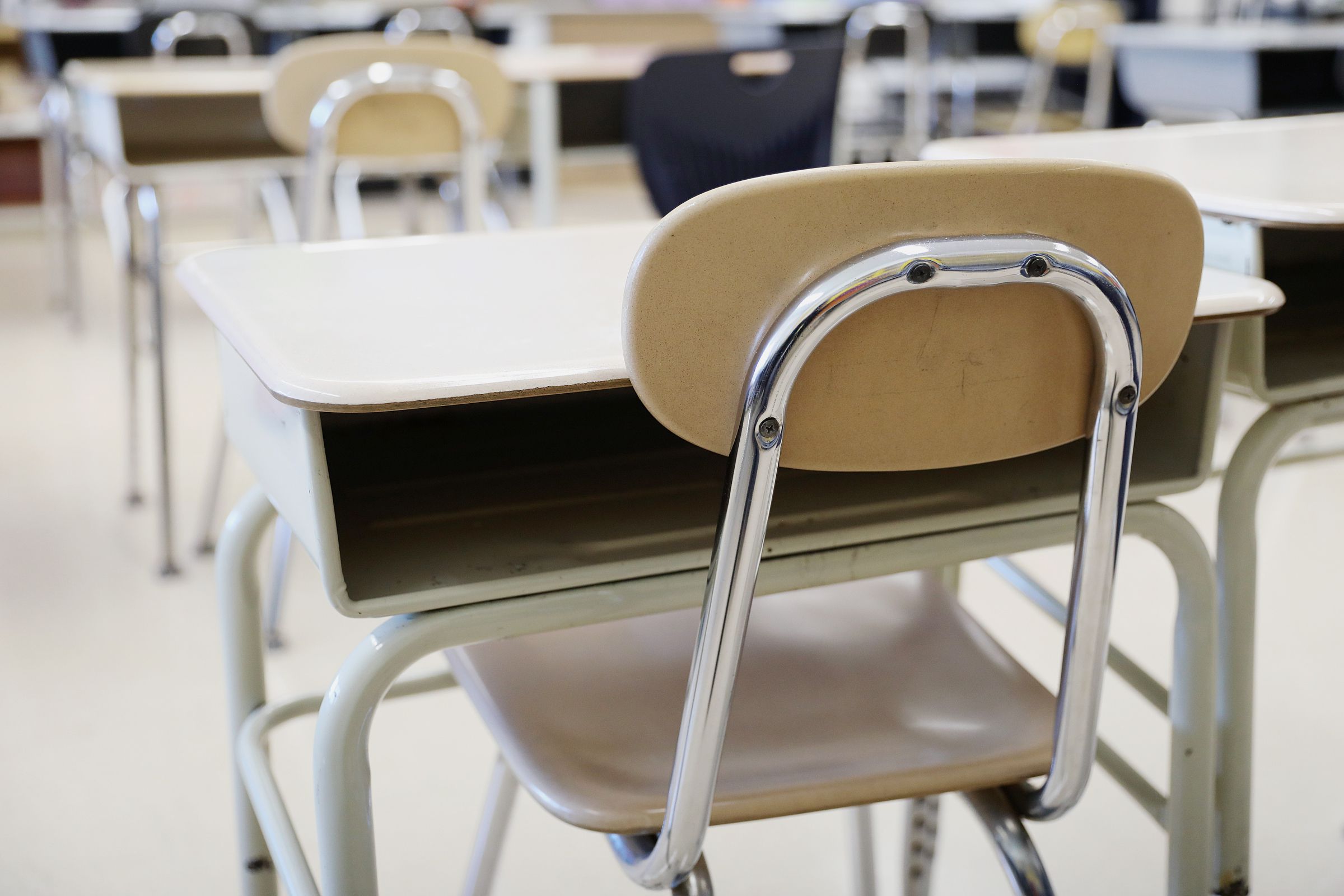 Empty school desks