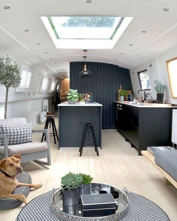 Straight out of an interior design magazine with its white curved . Campervan Design Pullcast