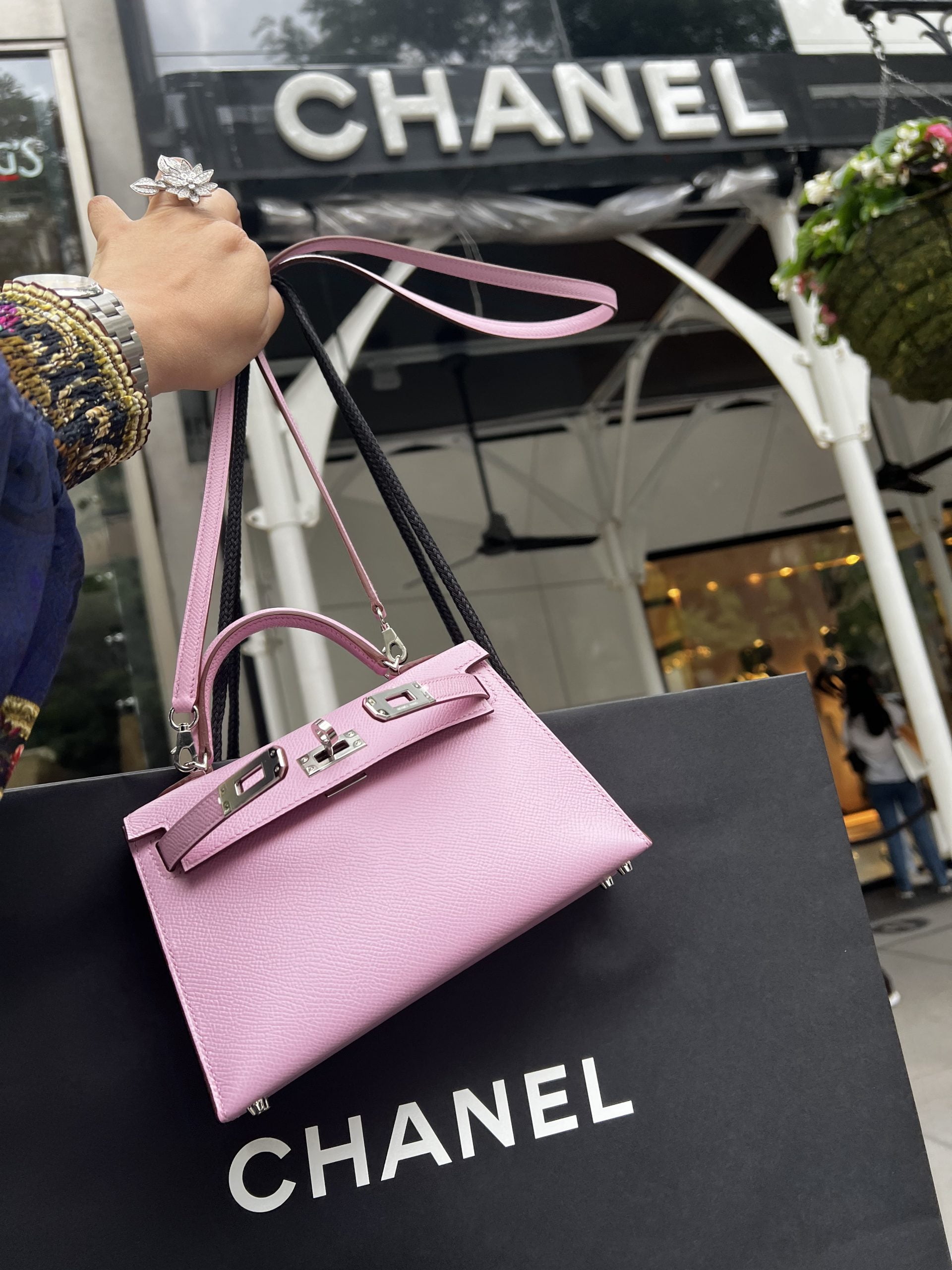 Chanel 22A dark purple small Classic Flap in caviar