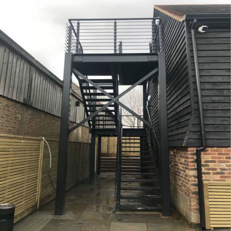 Fire escape exterior steel stairs