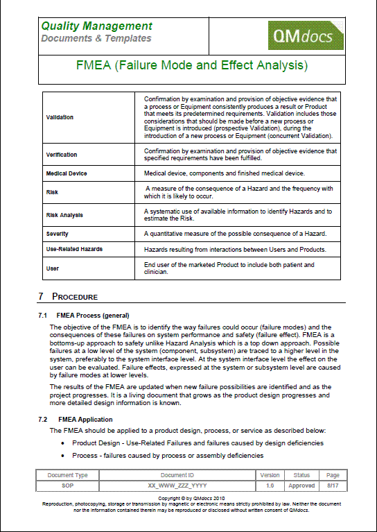 FMEA design Control