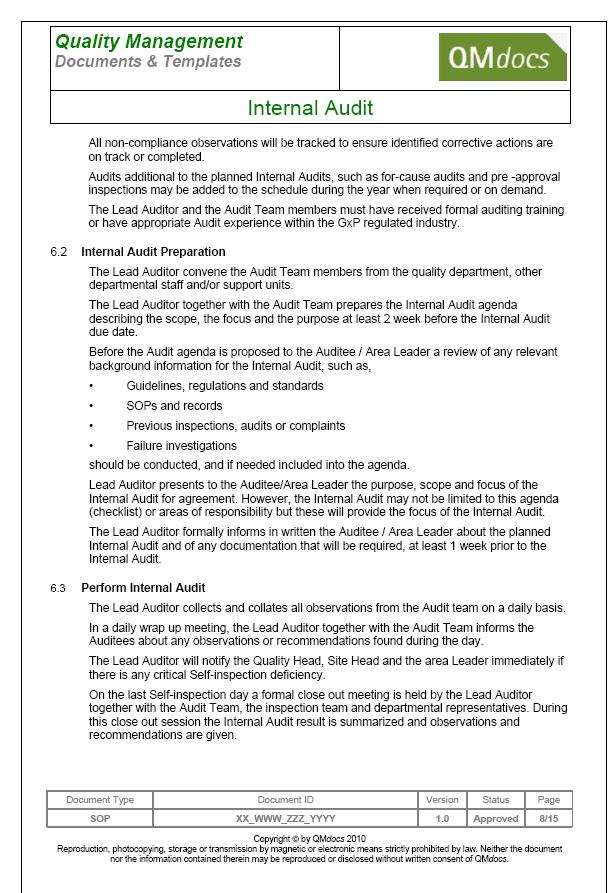 Internal Audit SOP