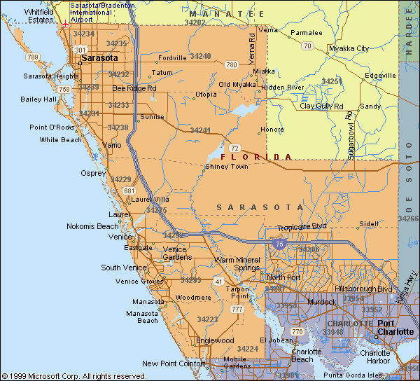 Sarasota County Florida Map Sarasota County Map 