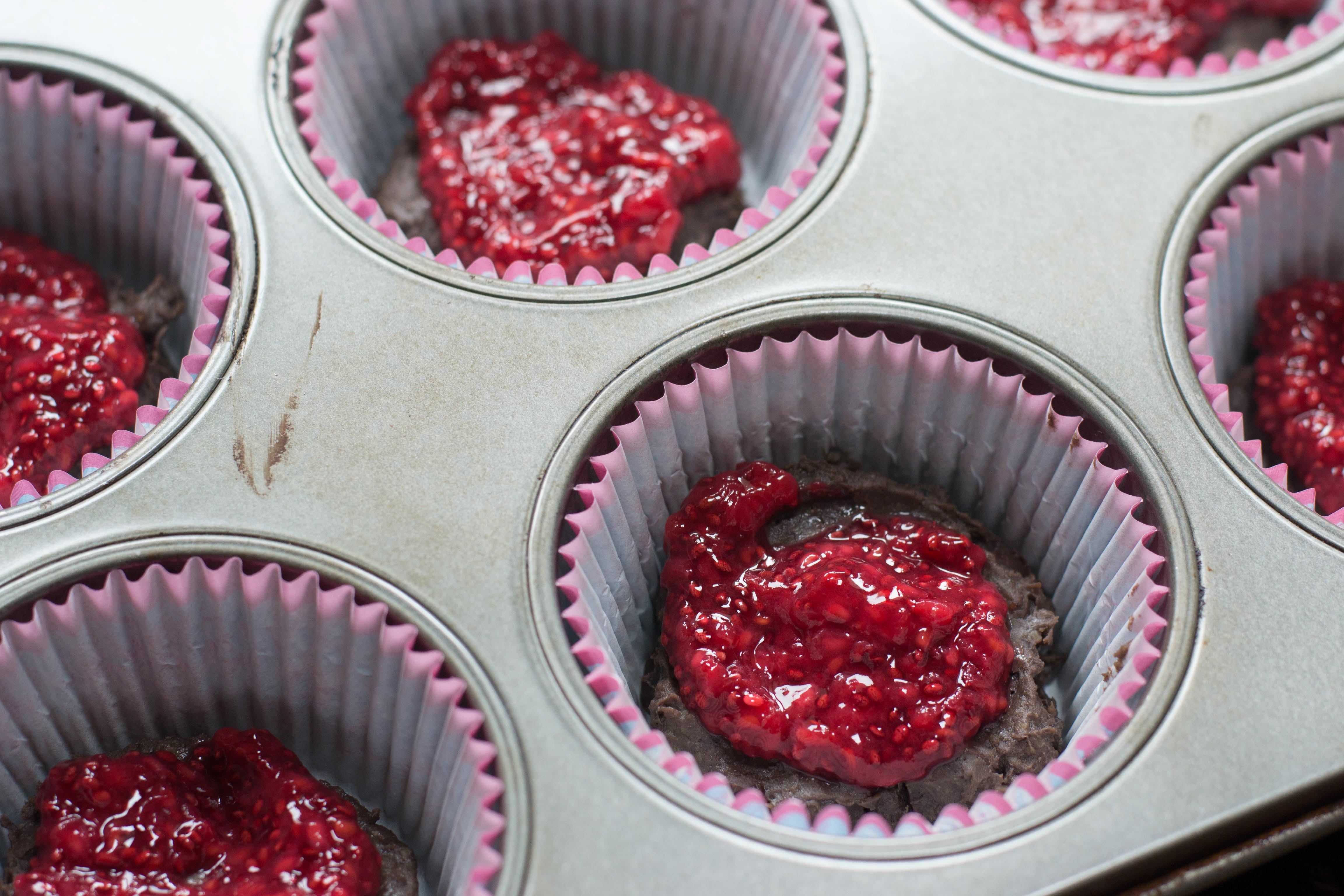 Raspberry Chia Black Bean Brownie Cups