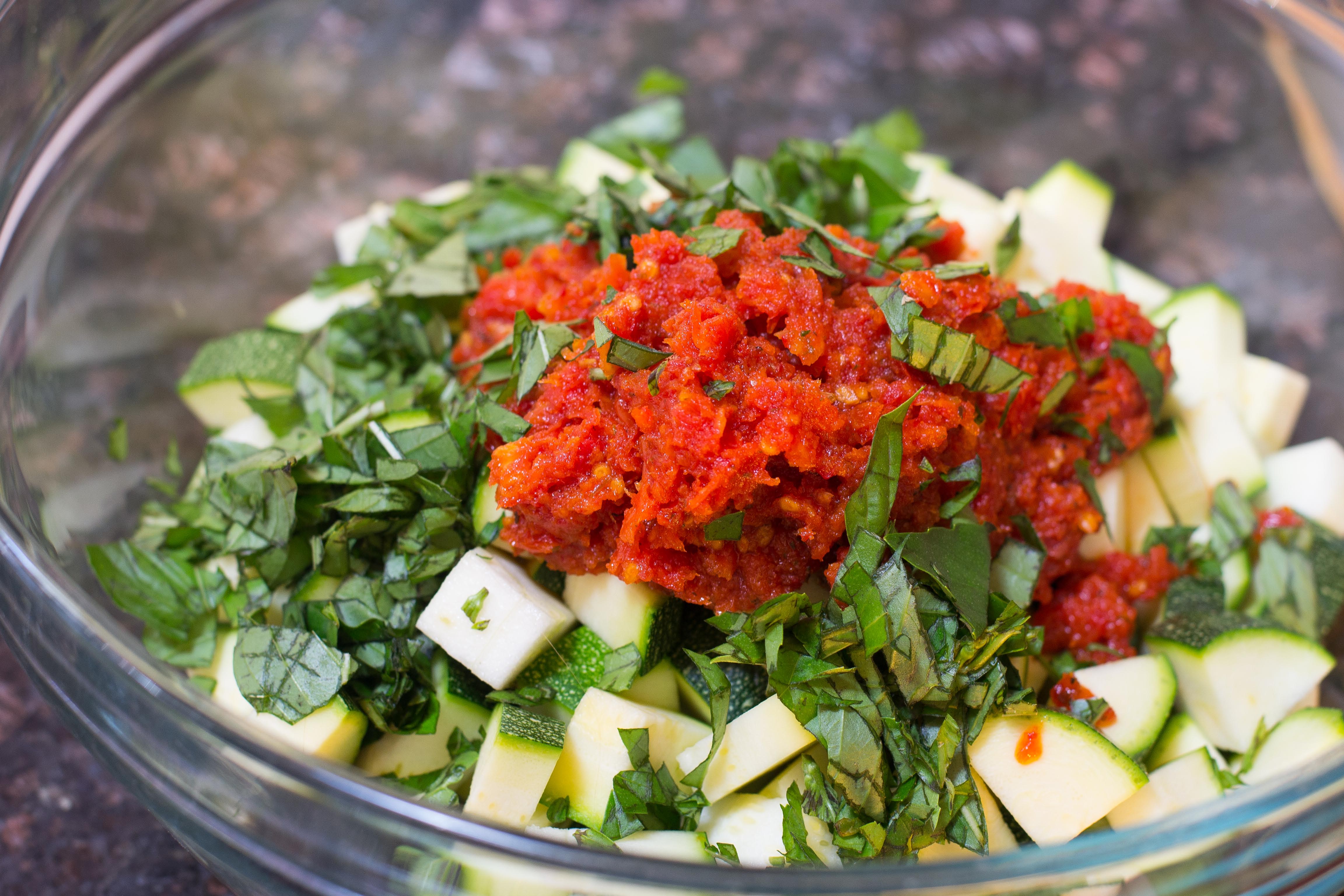 Baked Sun Dried Tomato Zucchini