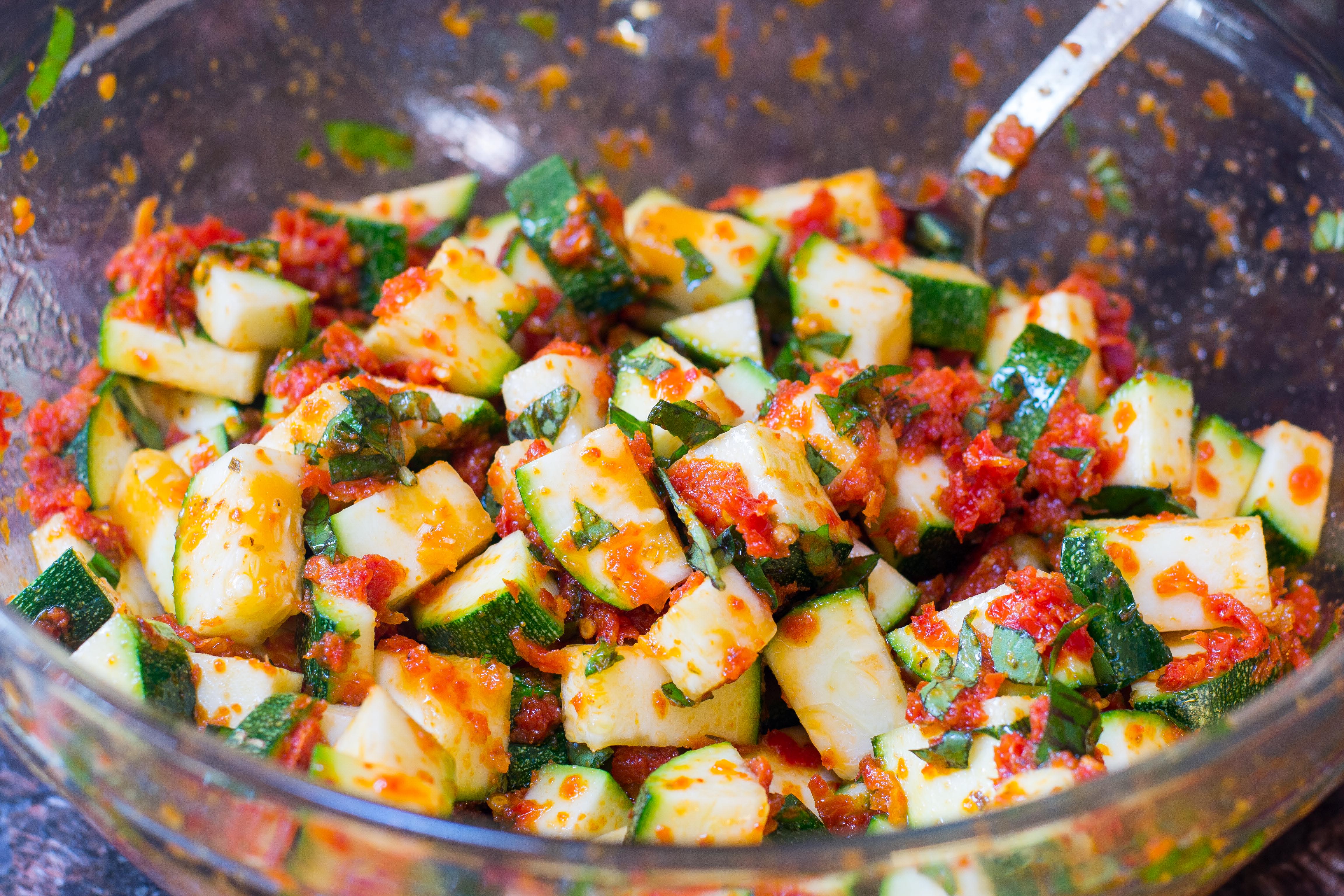 Baked Sun Dried Tomato Zucchini