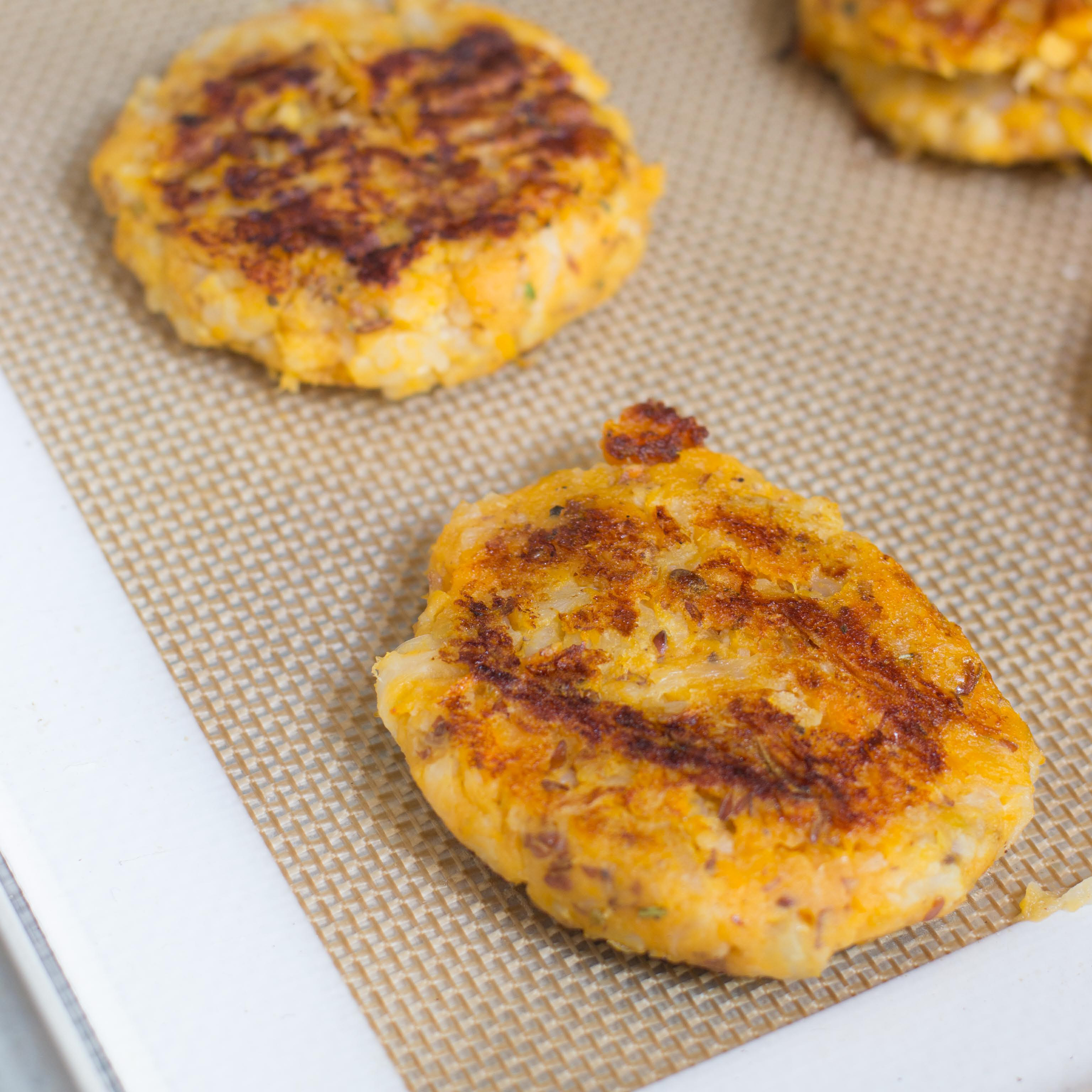 Sweet Potato Cauliflower Cakes with Dairy-Free Cashew Sour Cream