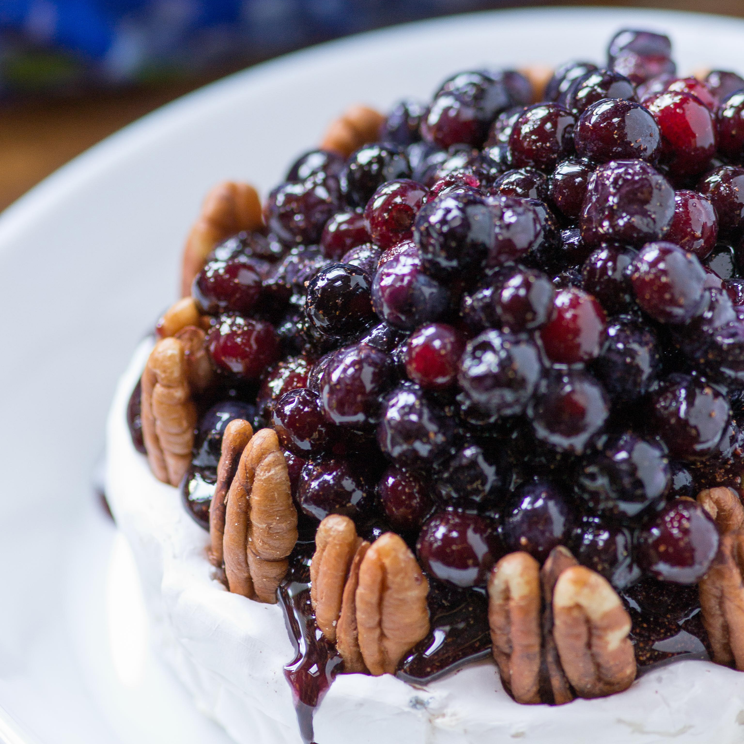 Wild Blueberry Pecan Baked Brie with Holiday Spices