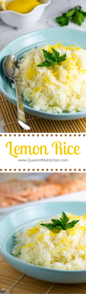 Lemon Rice – A fantastic way to jazz up plain white rice. Quick and easy. A great accompaniment to seafood and chicken. | QueenofMyKicthen.com