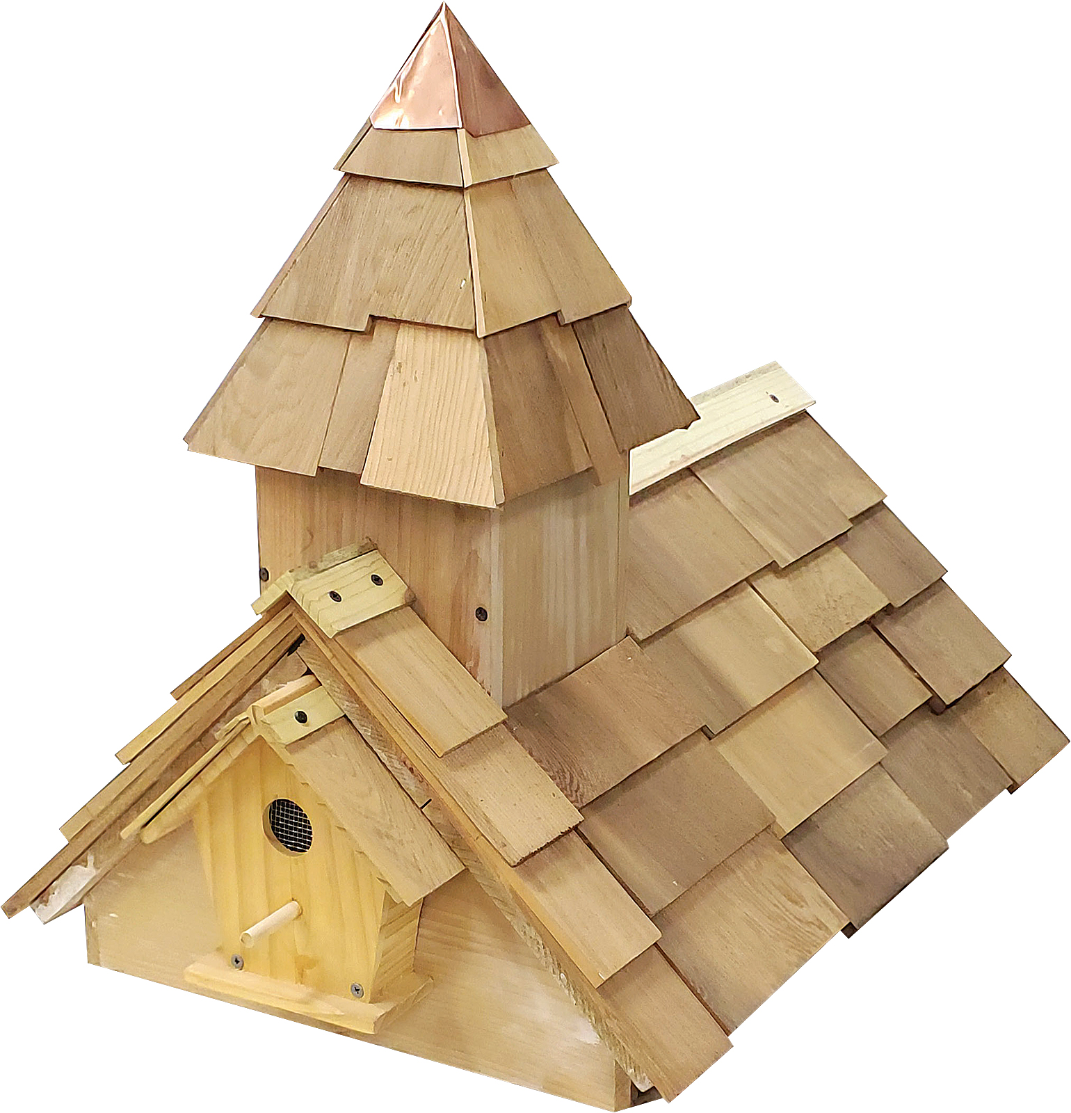 Cedar Shake Shingle Roof w/Birdhouse Décor - Queen Right Colonies