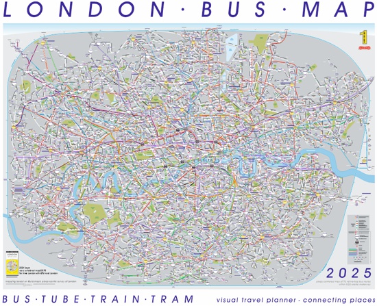 London Metro Map 2026 Tube Rail Tram Visual Journey Planner London Bus Map Mini 