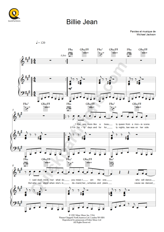 Billie jean piano sheet music