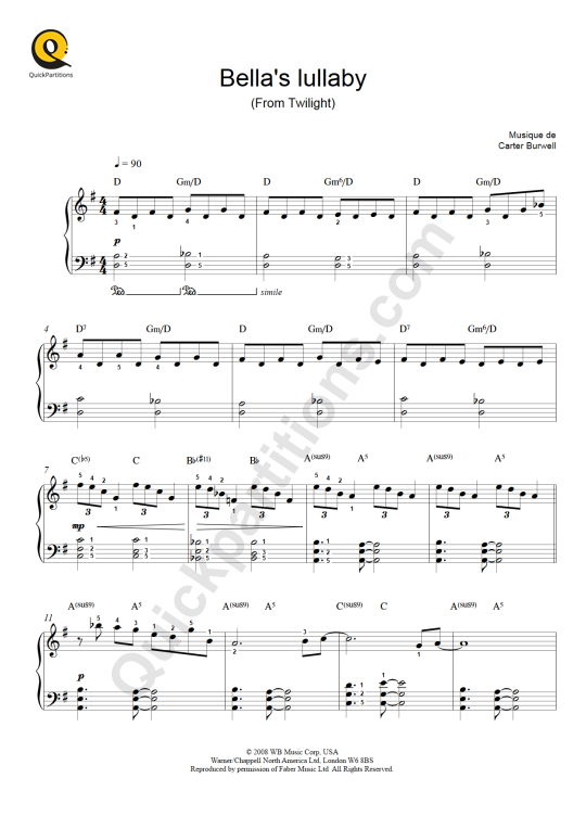 Download river flows in you sheet music for piano, by yiruma in rock and pop. Partition Piano Bella S Lullaby Twilight Carter Burwell Partition Digitale