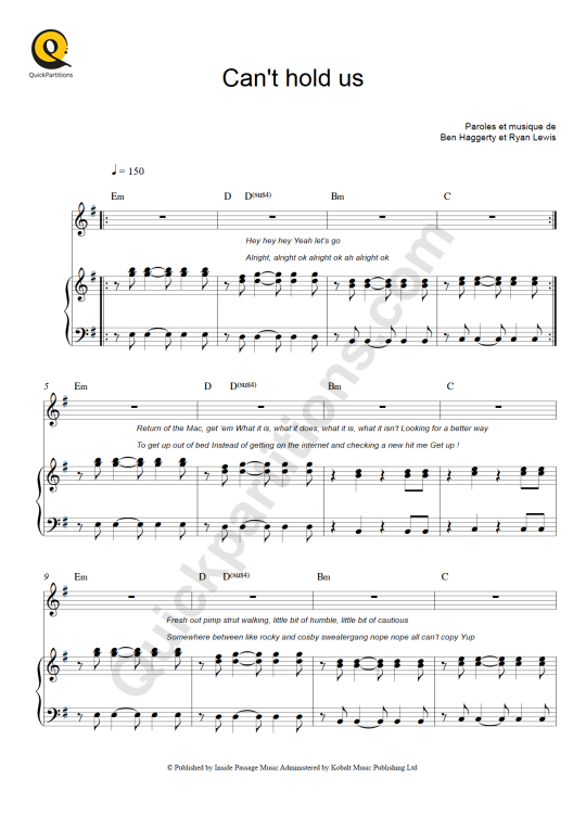 Ray dalton (official music video). Can't Hold Us Piano Sheet Music - Macklemore (Digital