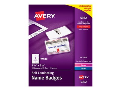 Avery Id Cards White 30 Box 5362 Quill Com