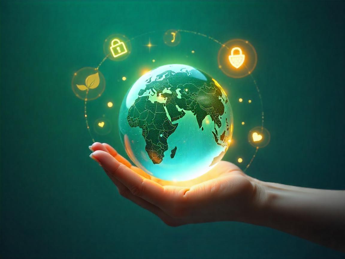 floating digital icons globe