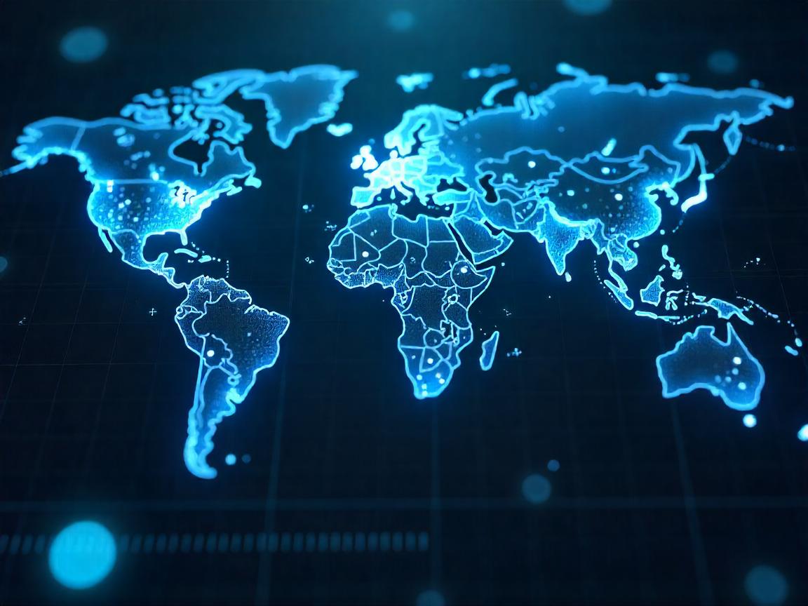 futuristic digital network glowing nodes