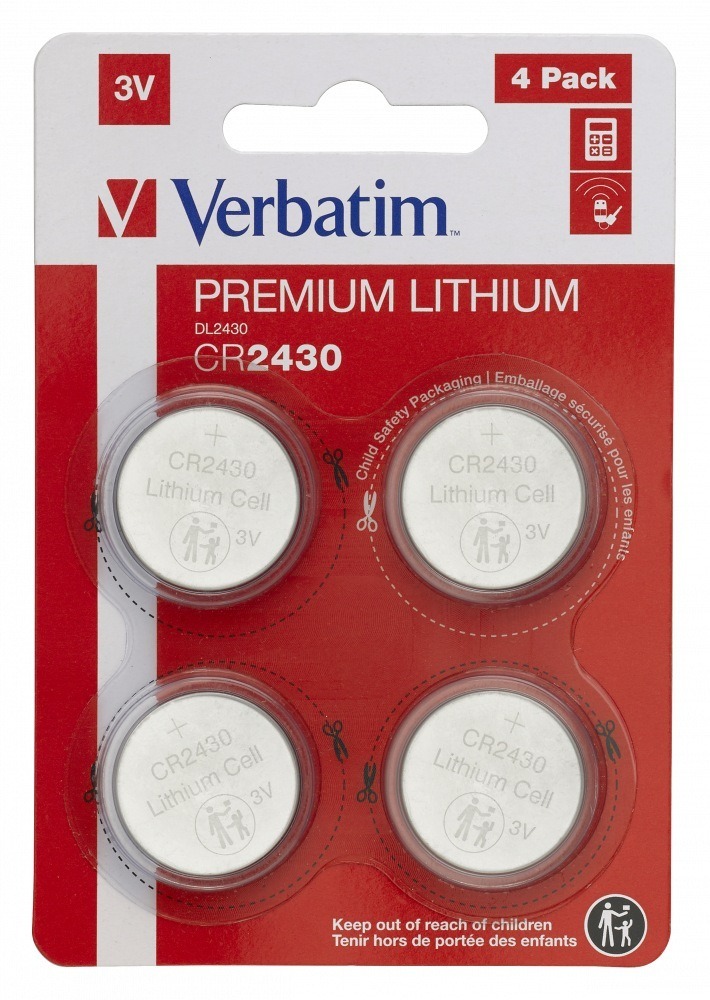 BATERIE VERBATIM, butoni (CR2430), 3V litiu, 4 buc.