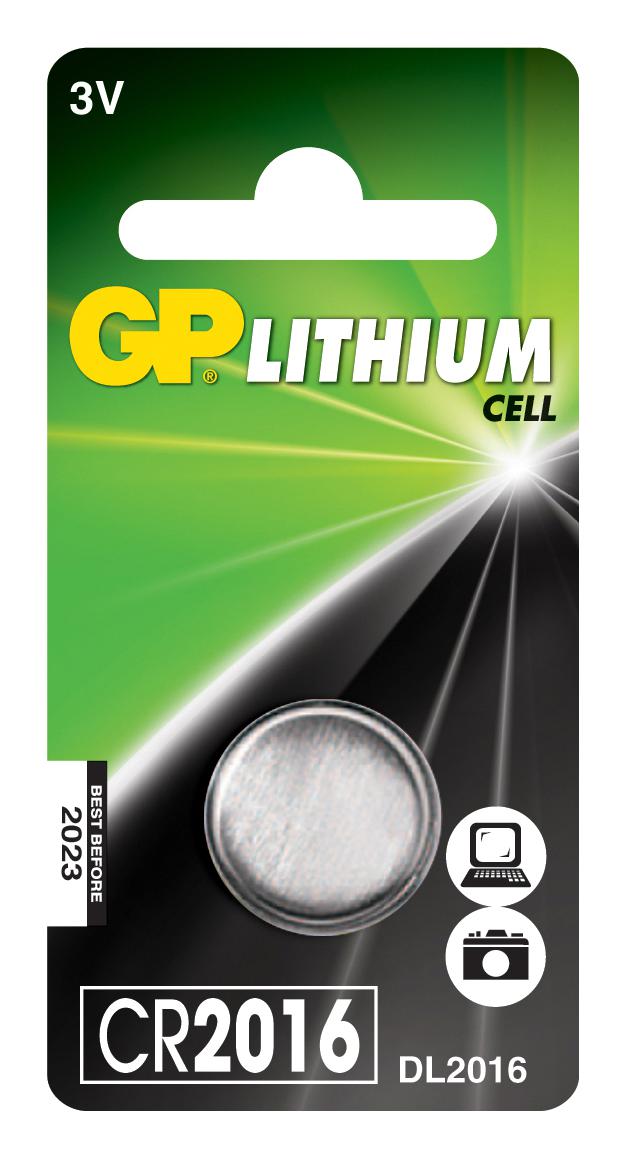 Baterie GP Batteries, butoni (CR2016) 3V lithium, blister 1 buc.