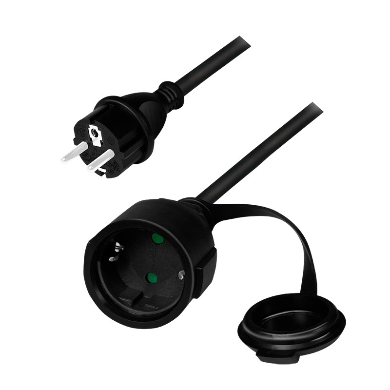 Cablu de alimentare prelungitor, Schuko, 5m, 3x1.5mm2, 250V / 16A, black, Logilink