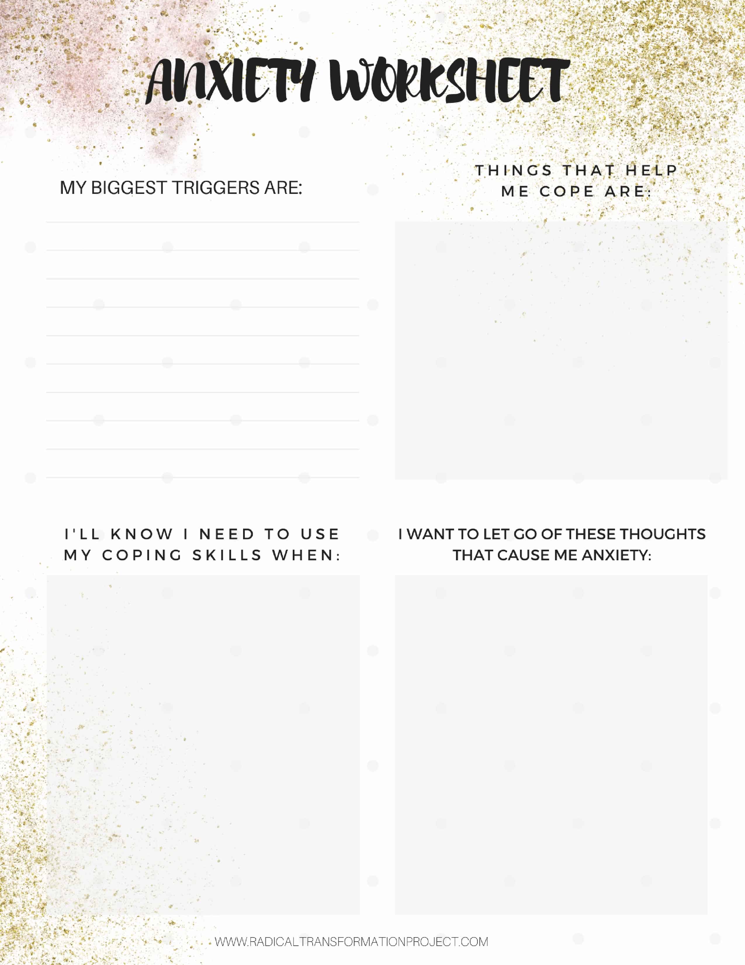 anxiety worksheet radical transformation project