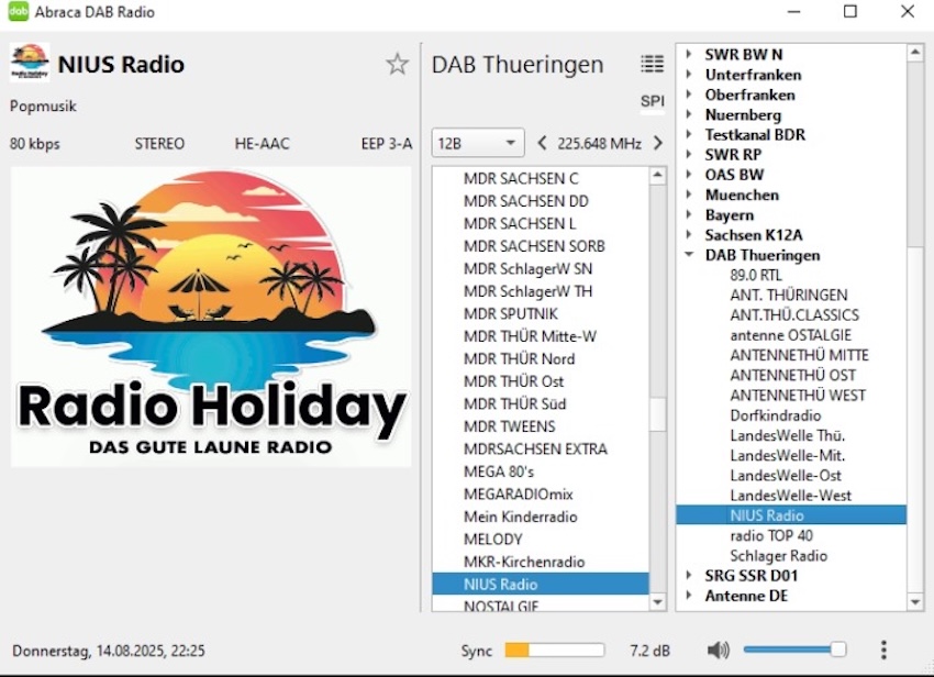 NiUS statt Holiday auf DAB+ in Thüringen (Foto: DABmonitor.com)