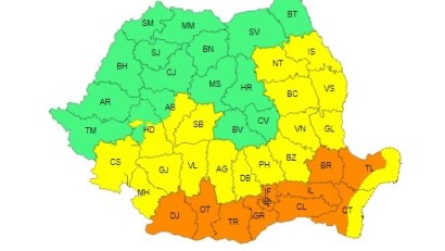 Noi avertizări COD PORTOCALIU de vijelii și caniculă
