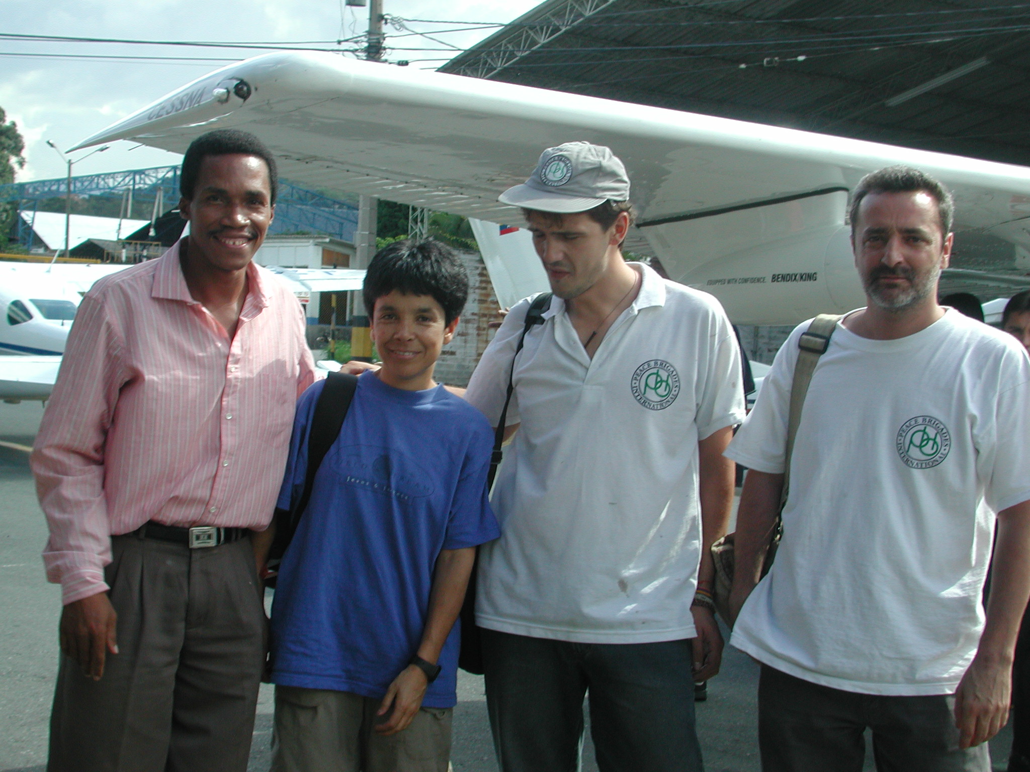 Peace Brigade volunteers accompanying two Colombian human rights defenders