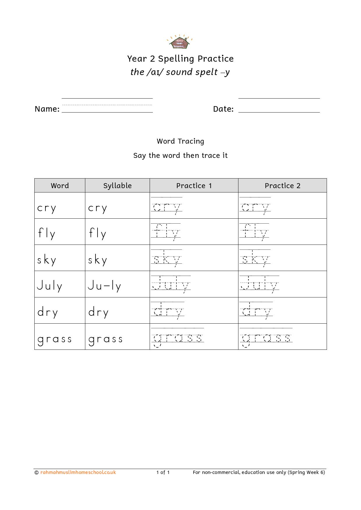 year 2 spelling practice week 6 the a sound words worksheets and interactive games the islamic home education resources