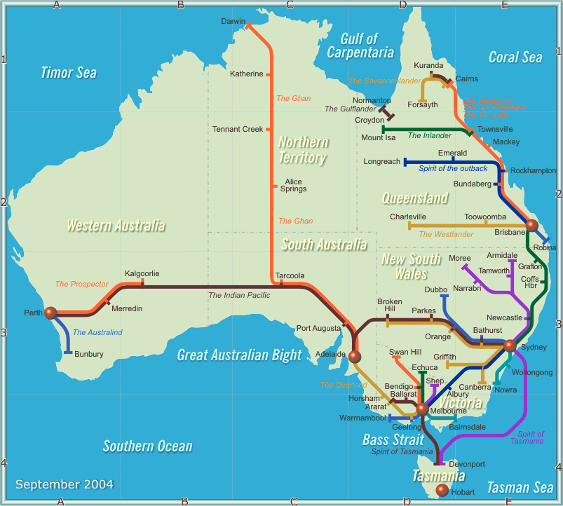 Australian Rail Maps Austrail 