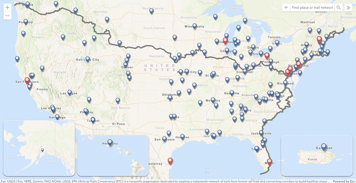 TrailNation Trail Network Map And Projects Rails To Trails Americas Trail Networks Map By RTC Explore Interactive Map 