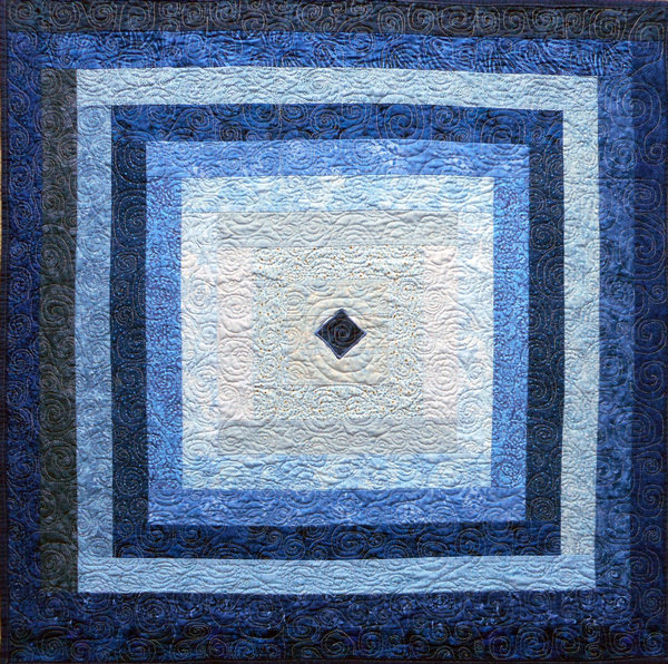 Blue Ripple Modern Quilt Handmade