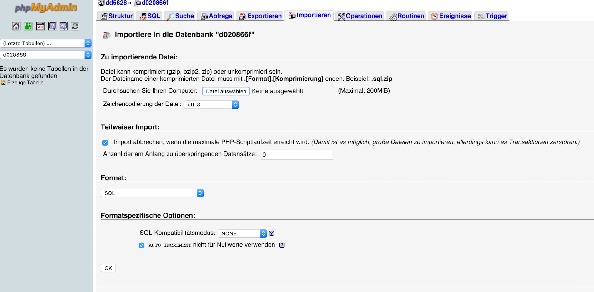 SQL Datenbank per phpMyAdmin importieren - RandomBrick.de