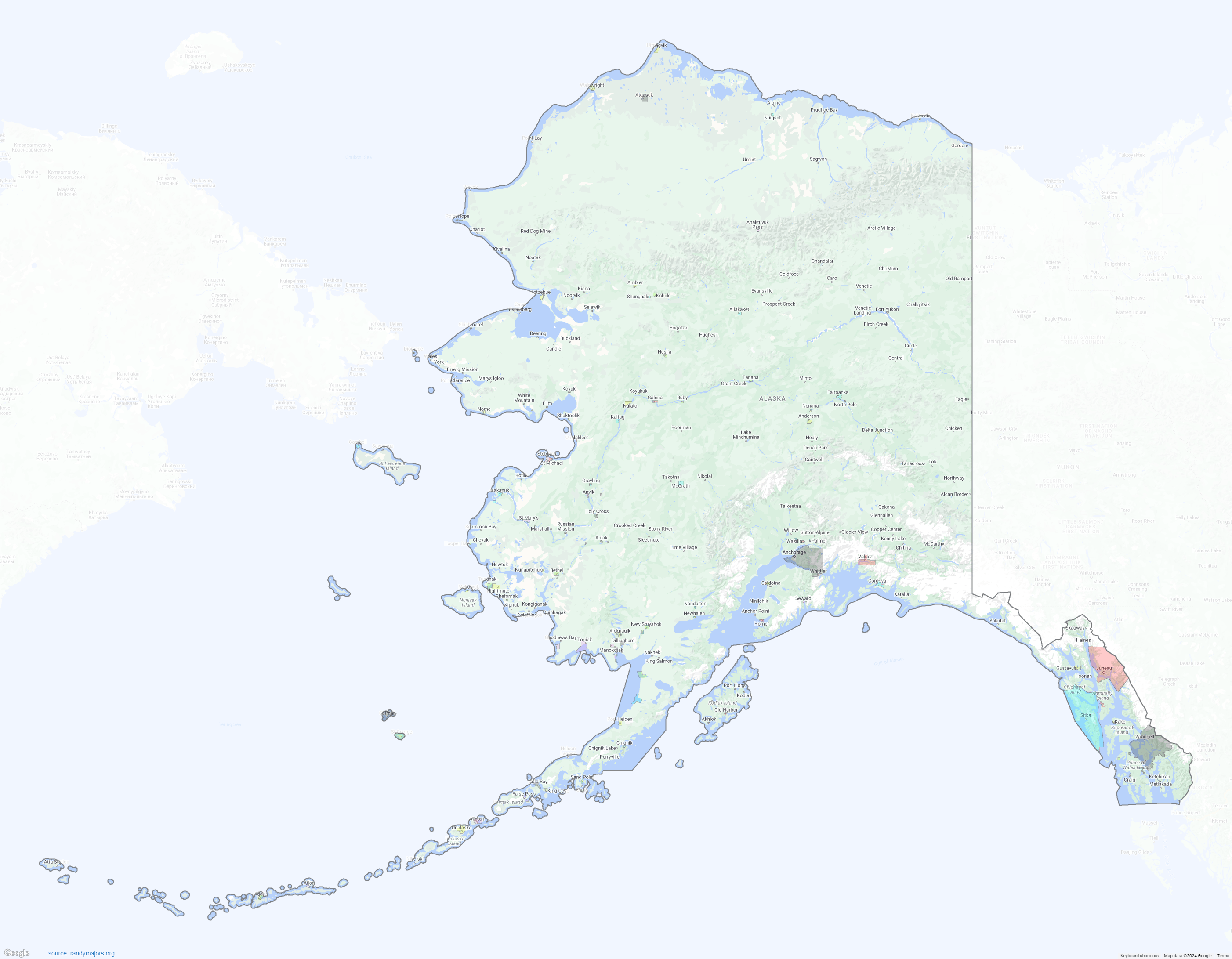 Alaska City Limits Map Large Image Shown On Google Maps Alaska City Limits Map 