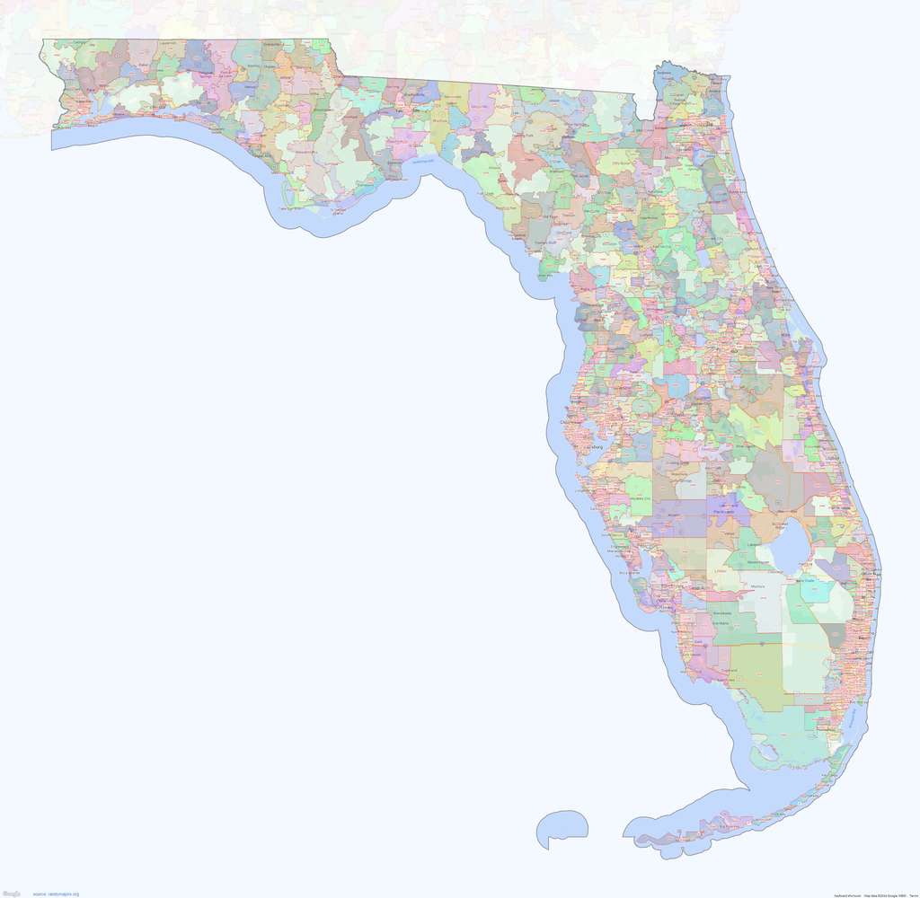 Florida ZIP Code Map Medium Image Shown On Google Maps Florida ZIP Code Map 1024 
