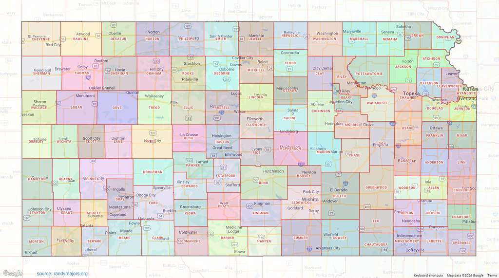 Kansas County Map Medium Image Shown On Google Maps Kansas County Map 1024 