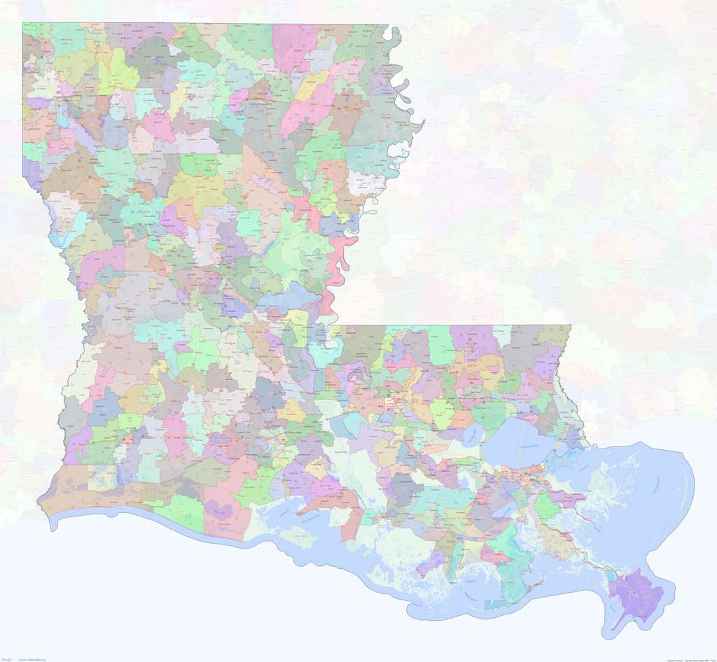 Louisiana ZIP Code Map Medium Image Shown On Google Maps Louisiana ZIP Code Map 1024 