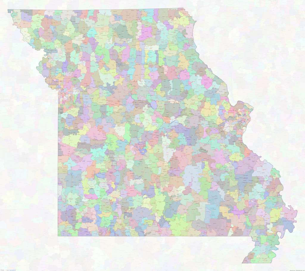 Missouri ZIP Code Map Medium Image Shown On Google Maps Missouri ZIP Code Map 1024 